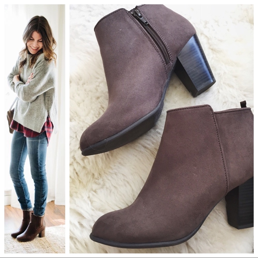 Faux suede booties